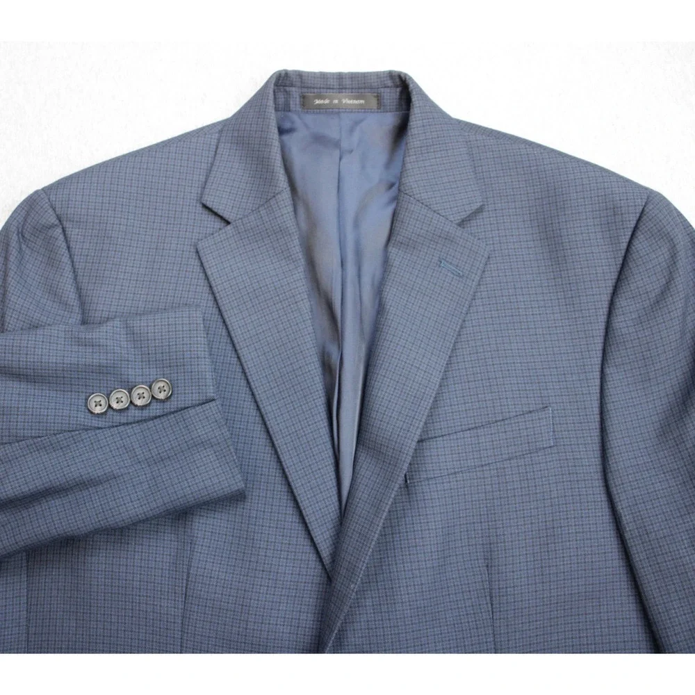 Lauren Ralph Lauren Blazer Mens Size 40R Navy Blue Check 2 Button‎ Notch Lapel